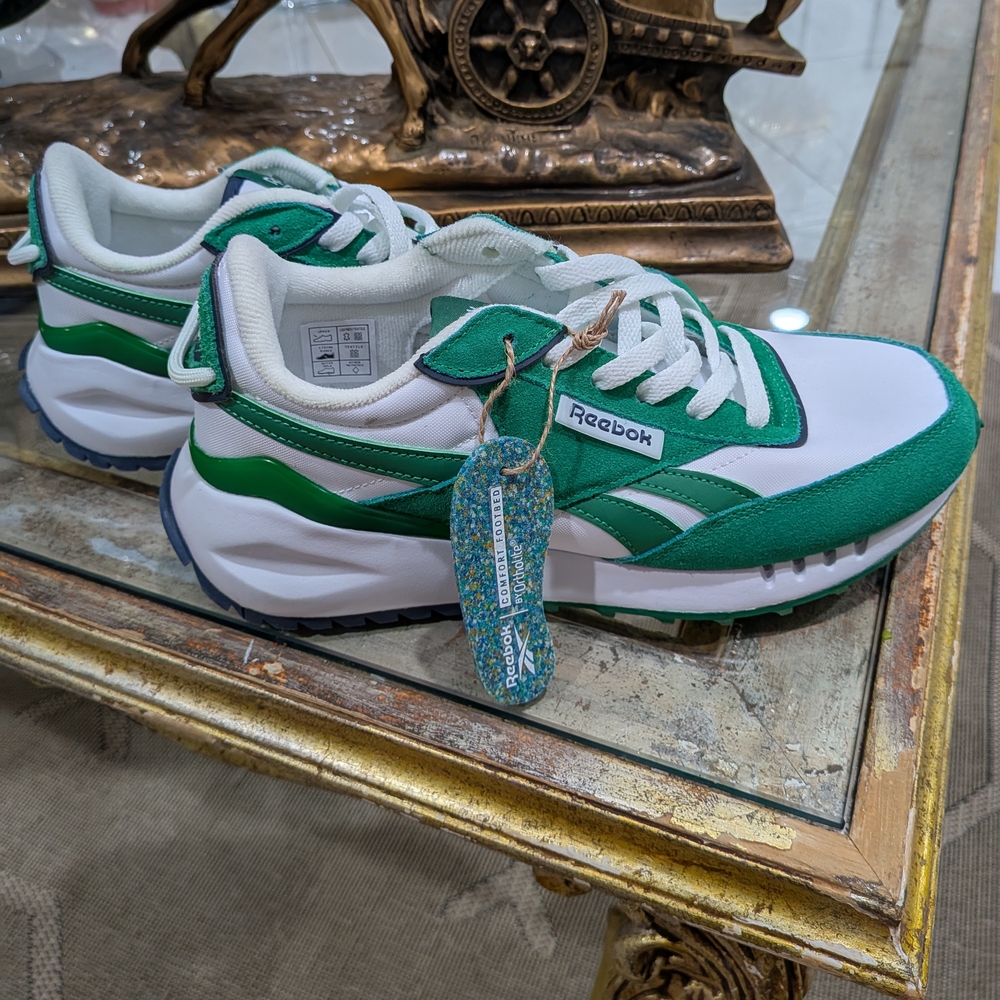 Reebok Classic Green and White Trainers